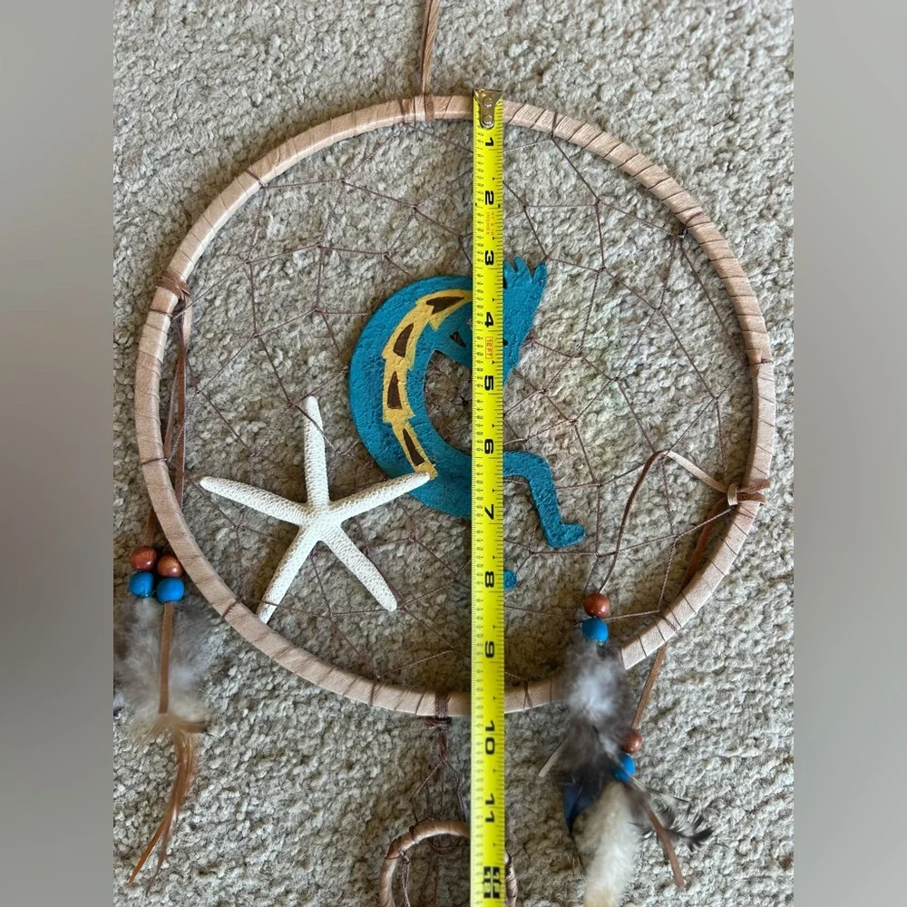 Blue and Brown Dreamcatcher with Wind Chimes
